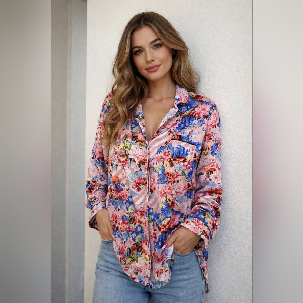Victoria secret satin shirt‎ collab with Mary katrantzou